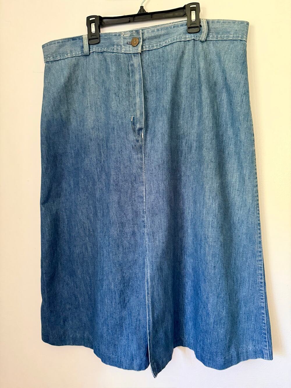 Vintage 80's Pour La Chic Denim Jean Skirt Preppy Large XL Country Chic Boho